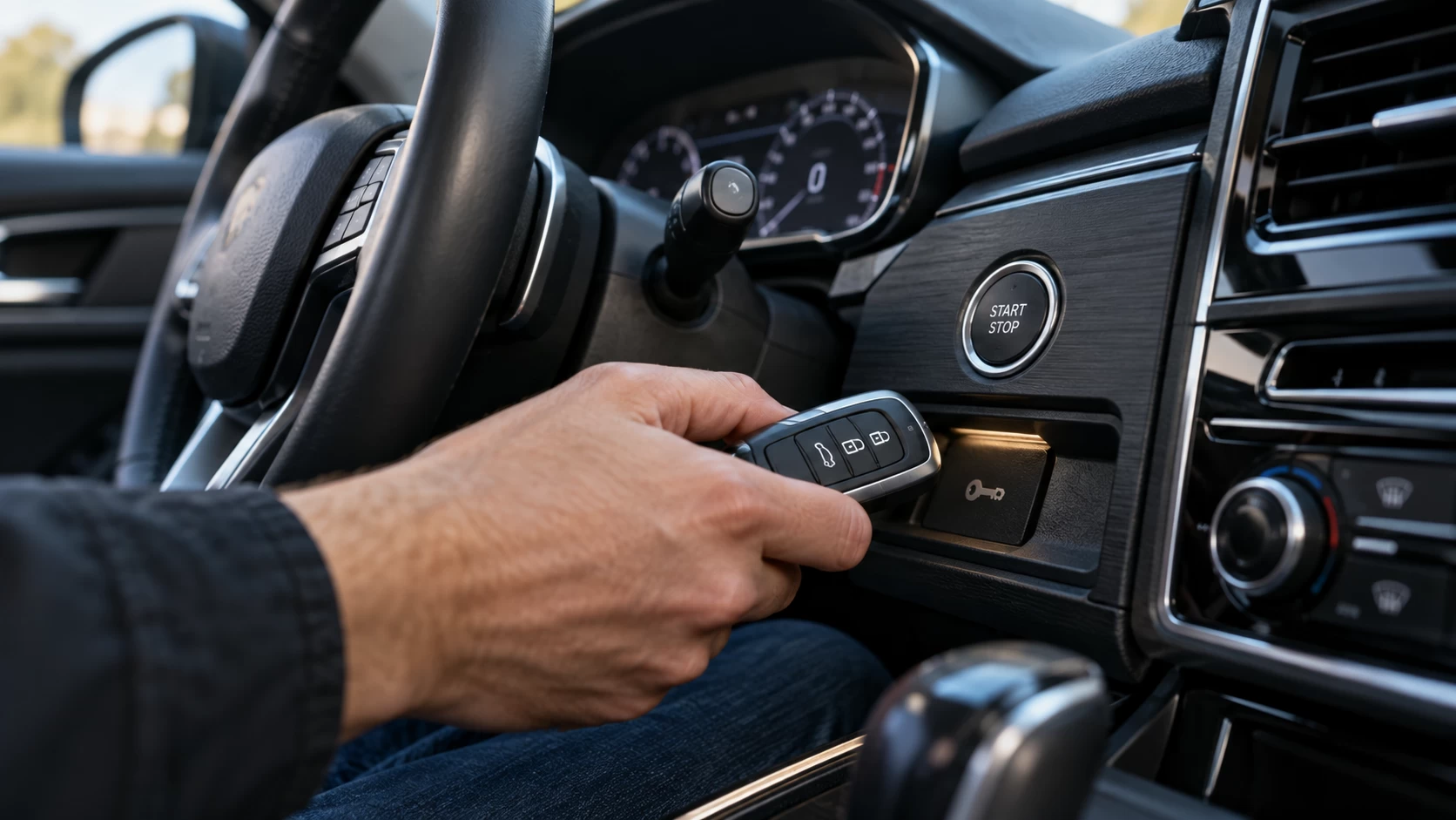 Máte auto s bezklíčovým startováním? Tento nenápadný symbol se vyplatí znát, když klíč přestane fungovat